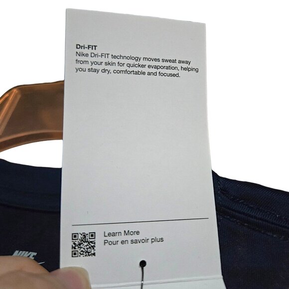 Nike Dri-FIT Men’s Navy Blue Athletic Training Performance Workout Tee Shirt - Picture 5 of 8